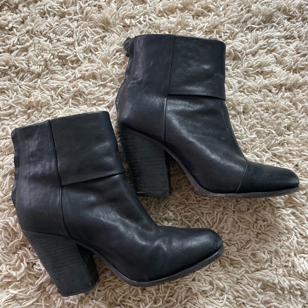 rag & bone Black Leather Ankle Booties